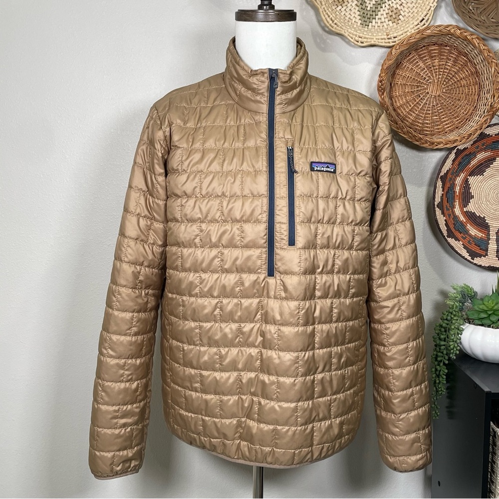 Patagonia Nano Puff Jacket Gold 1/2 Zip Quilted Puffer Pullover Coat Men's Large - Picture 2 of 16